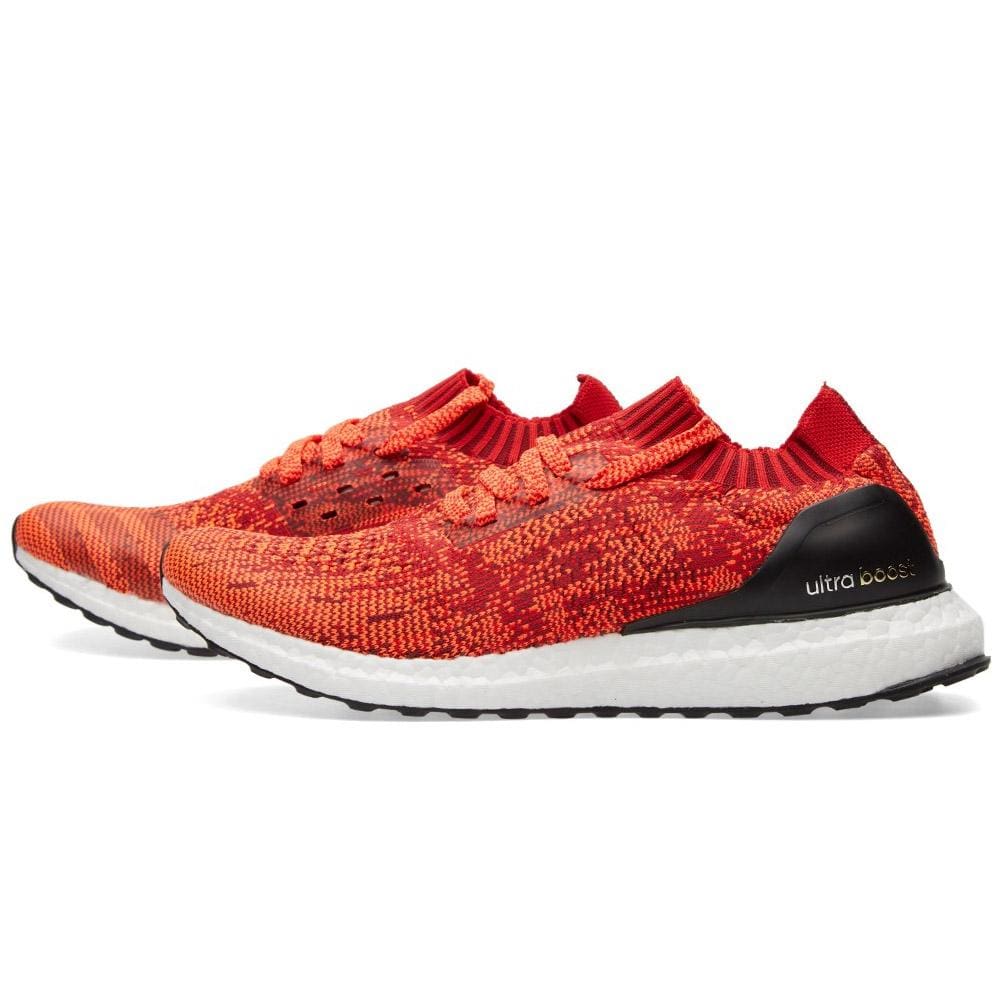Exclusive ADIDAS ULTRA BOOST UNCAGED Scarlet, Solar Red & Black — UK 3.5 | EU 36 | US 4 — Front View