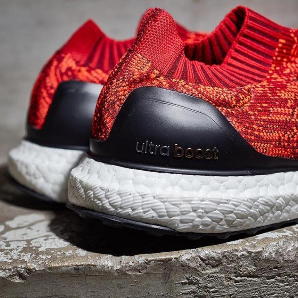 Exclusive ADIDAS ULTRA BOOST UNCAGED Scarlet, Solar Red & Black — UK 3.5 | EU 36 | US 4 — Side View