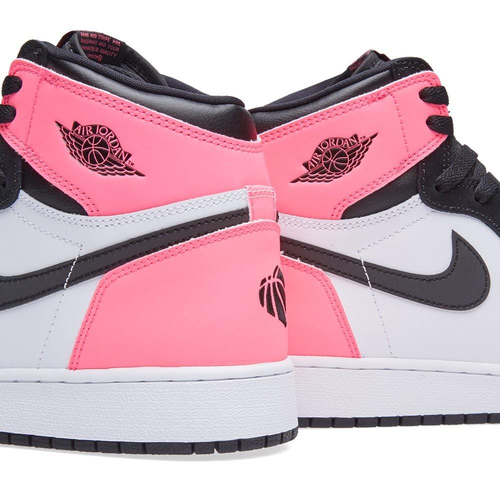 Exclusive Air Jordan 1 Retro High OG GS 'Black Hyper Pink White' — Top View