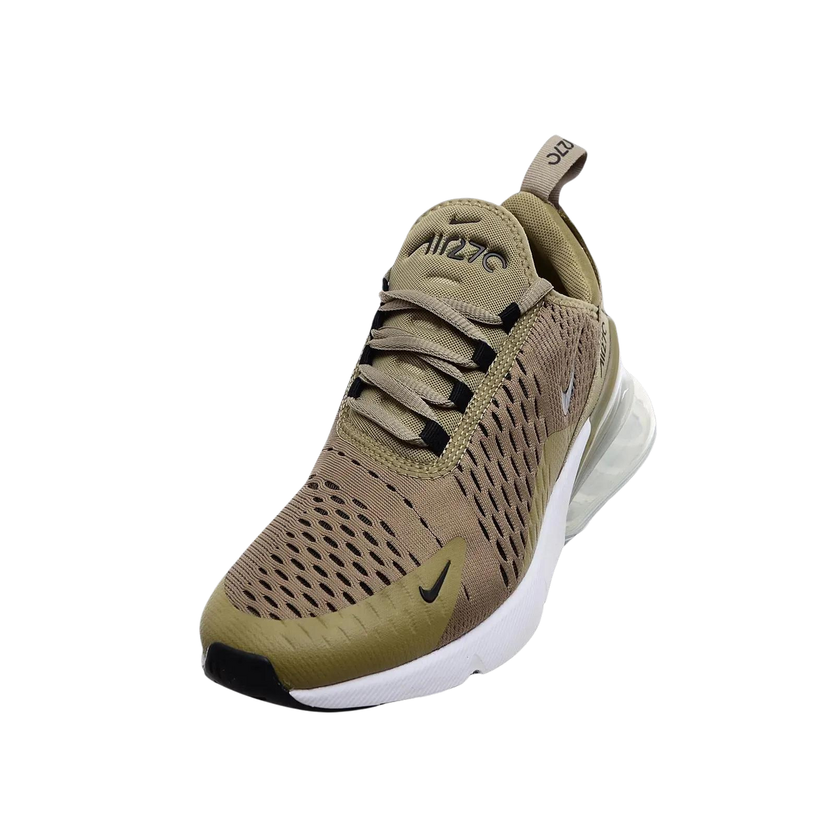 Exclusive Air Max 270 Shoes — Black/Khaki/White — Size USA M4.5 - UK 4 - EUR 36.5 — Front View