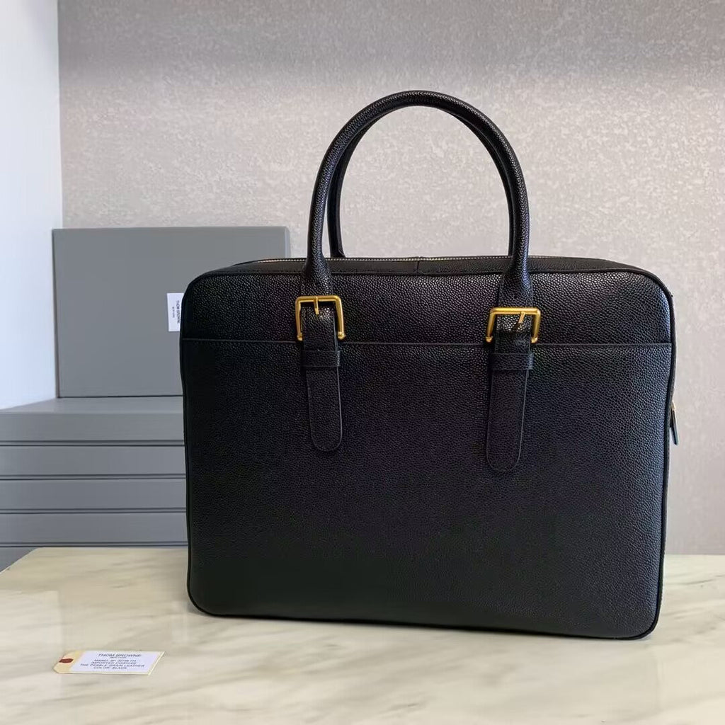 Exclusive Thom Browne Top-grade cowhide briefcase — 38CM*30CM*7CM — Back View