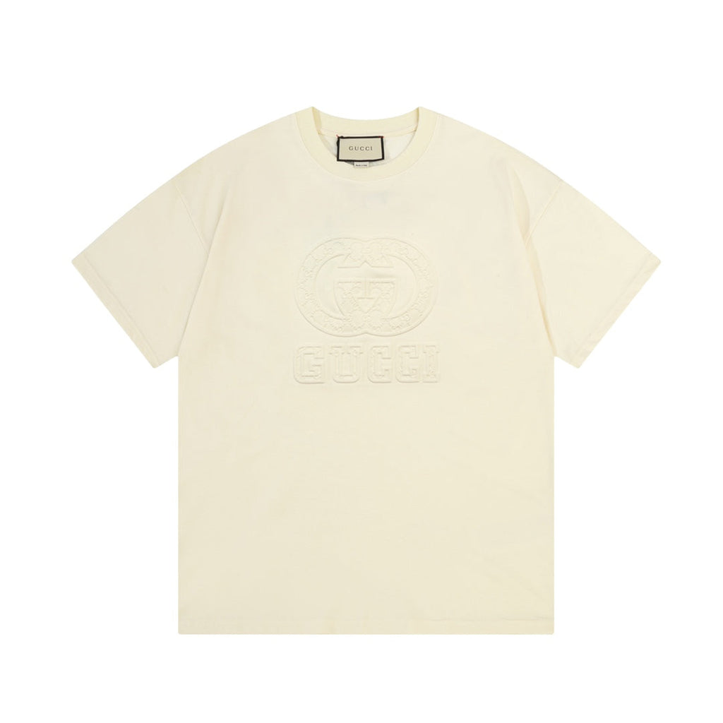 Exclusive Gucci Double G Embossed Oversized T-Shirt — Yellow — Size XS — Side View