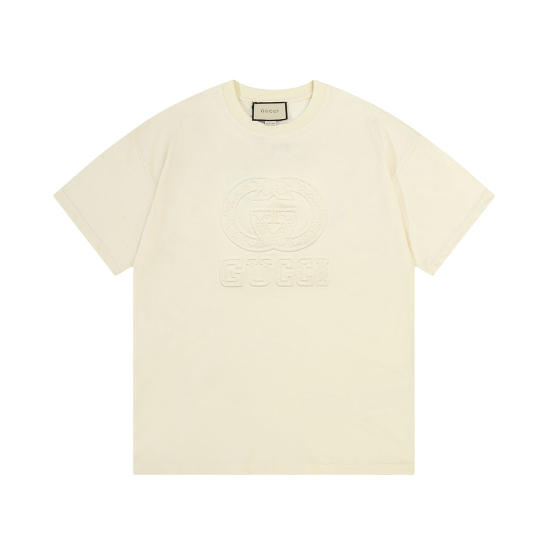Exclusive Gucci Double G Embossed Oversized T-Shirt — Yellow — Size XS — Side View