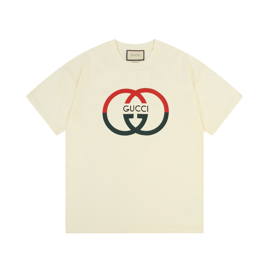 Exclusive Gucci Interlocking Double G Logo T-Shirt — Beige — Size XS — Side View