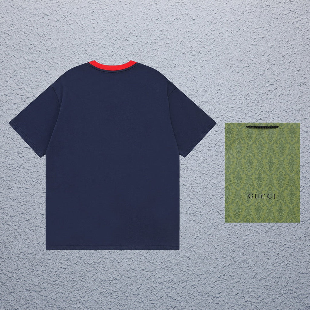 Exclusive Gucci GG Cherry Embroidered T-Shirt — Blue — Size XS — Back View