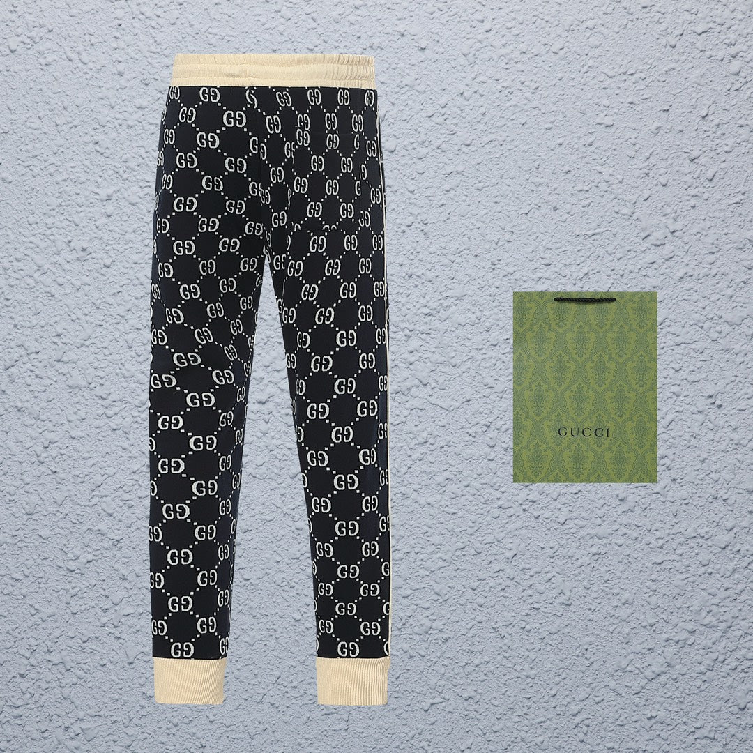 Exclusive Gucci GG Monogram Jogger Pants with Embroidered Crest — S — Back View