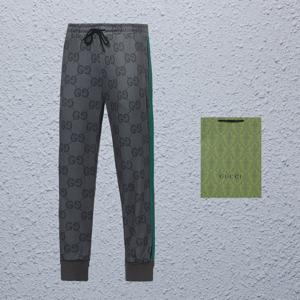 Exclusive Gucci GG Monogram Jogger Pants — Gray — Size S — Top View