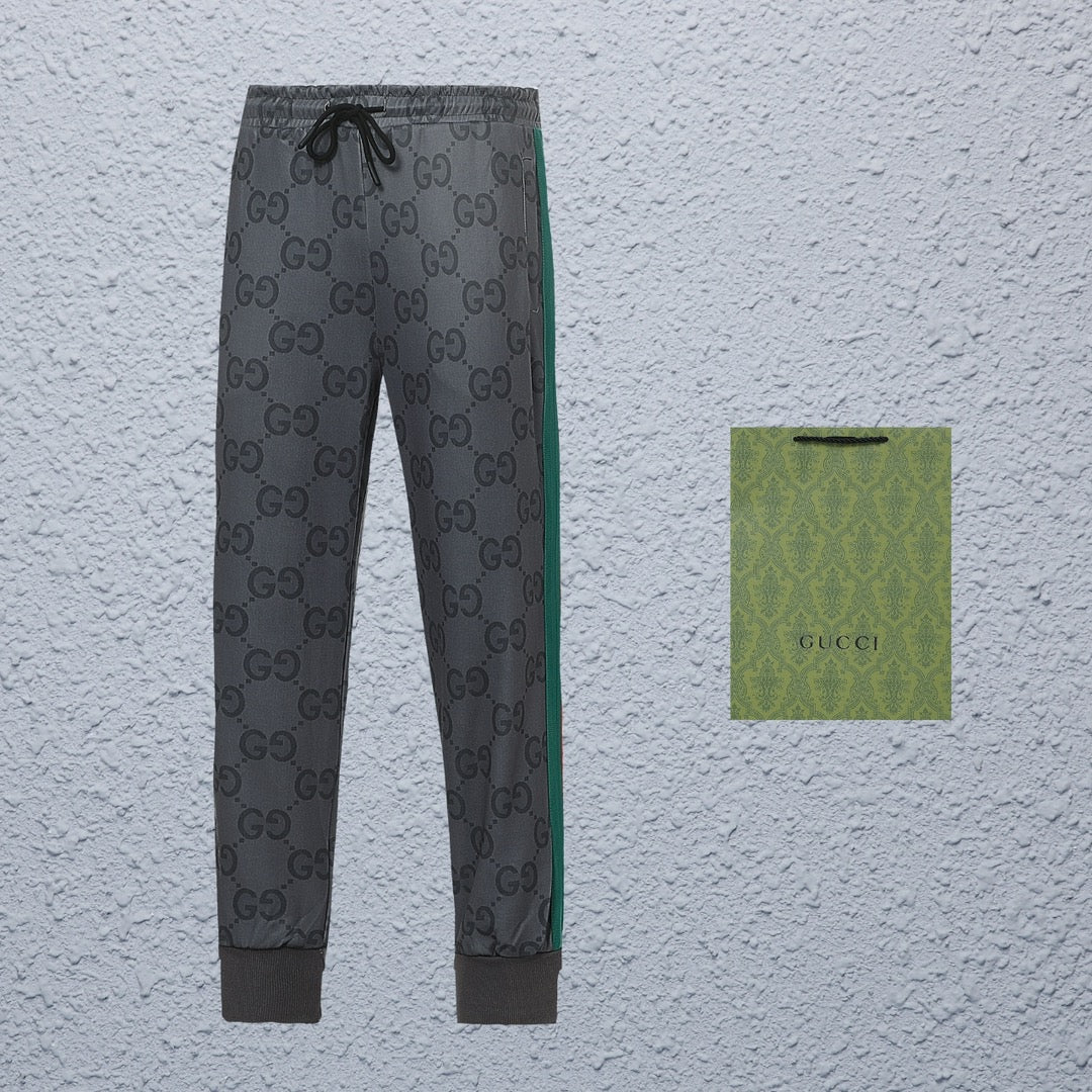 Exclusive Gucci GG Monogram Jogger Pants — Gray — Size S — Top View