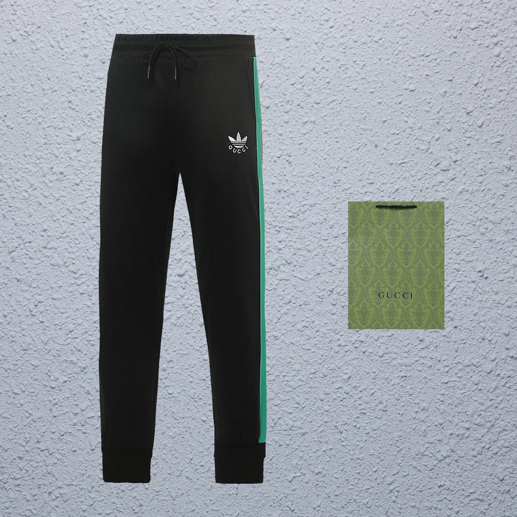 Exclusive Gucci x Adidas Web Stripe Track Pants — Green — Size S — Lifestyle View