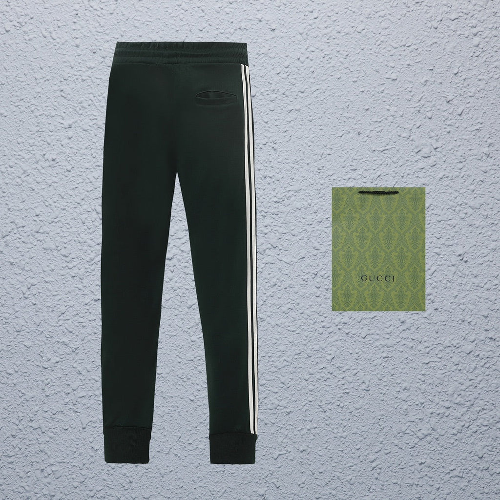 Exclusive Gucci x Adidas Web Stripe Track Pants — Green — Size S — Detail View