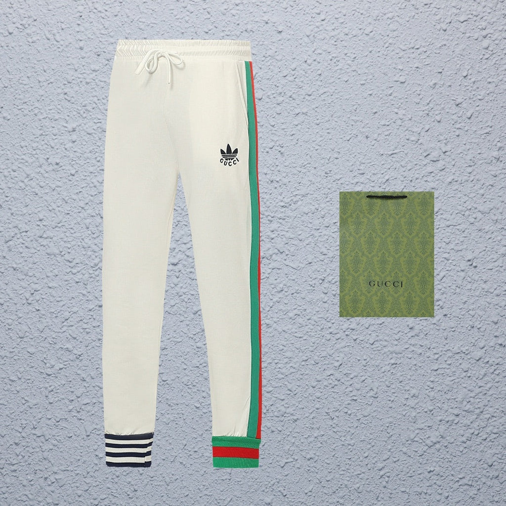 Exclusive Gucci x Adidas Web Stripe Track Pants — Green — Size S — Side View