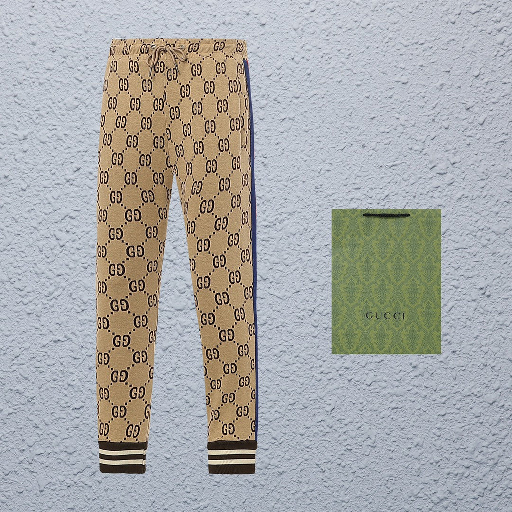 Exclusive Gucci GG Monogram Jogger Pants — Gray — Size S — Side View
