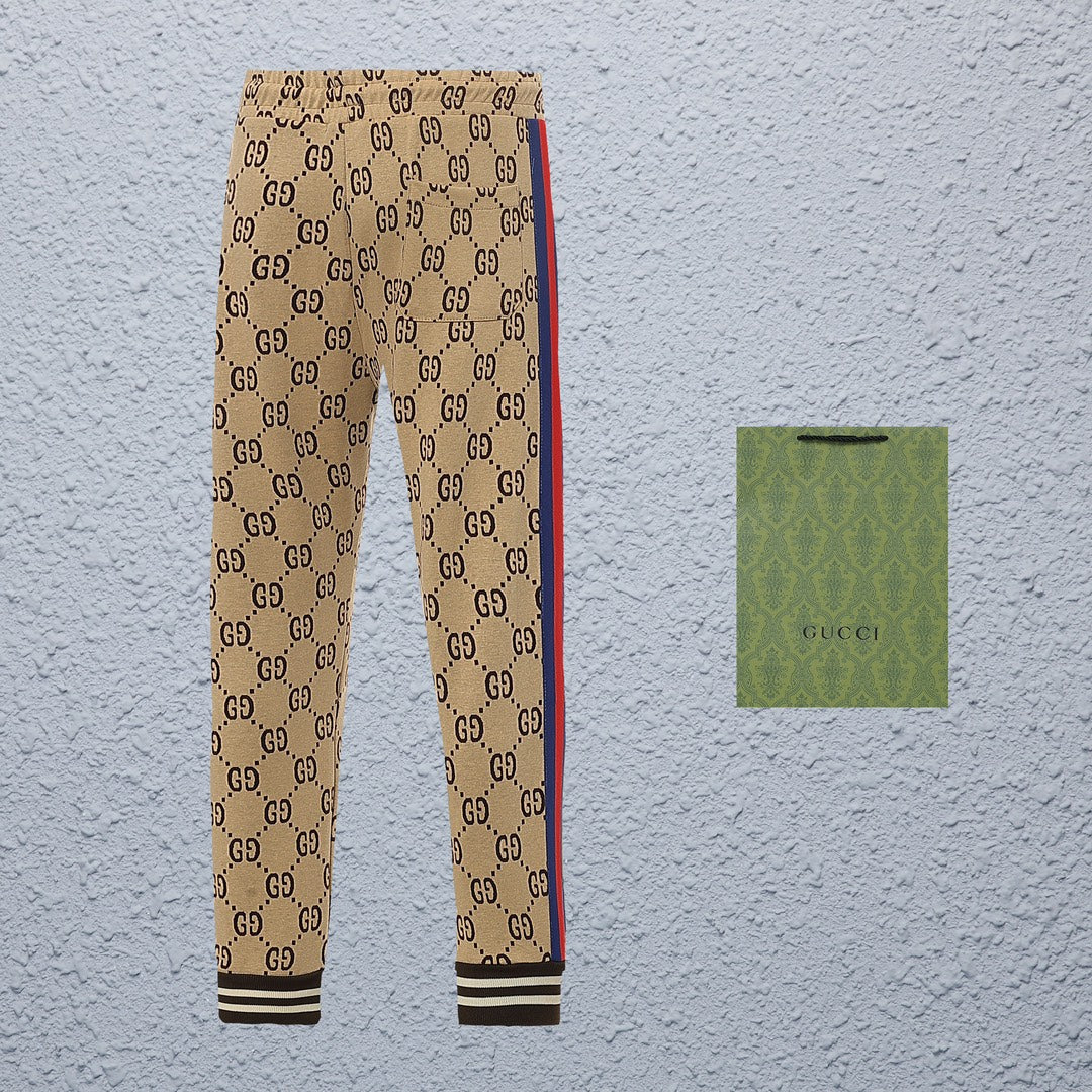 Exclusive Gucci GG Monogram Jogger Pants — Gray — Size S — Back View