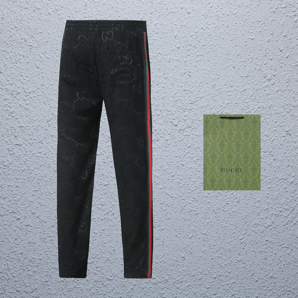 Exclusive Gucci GG Monogram Track Pants with Web Stripe — S — Back View