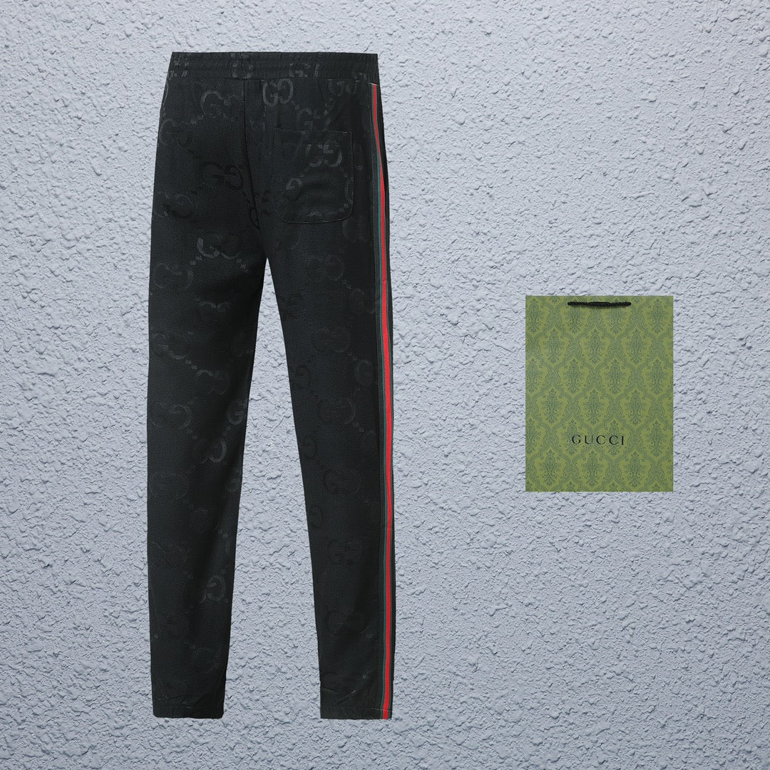 Exclusive Gucci GG Monogram Track Pants with Web Stripe — S — Back View