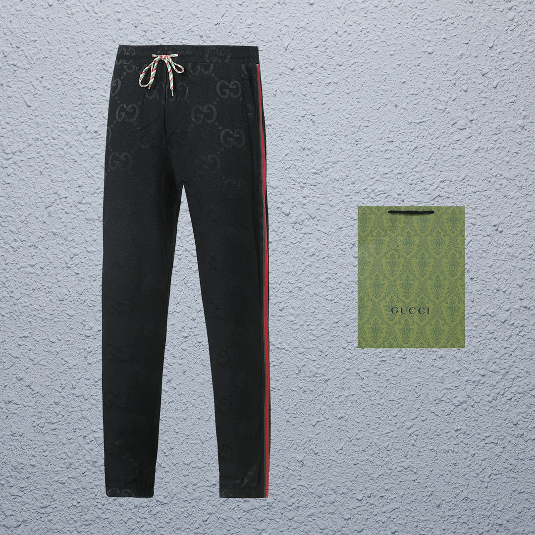 Exclusive Gucci GG Monogram Track Pants with Web Stripe — S — Side View