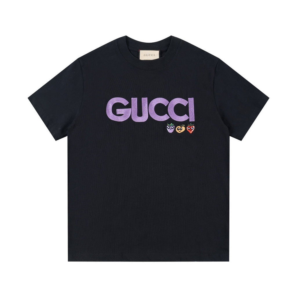 Exclusive Gucci Logo Fruit Embroidery T-Shirt — Color 1 — Size XS — Side View