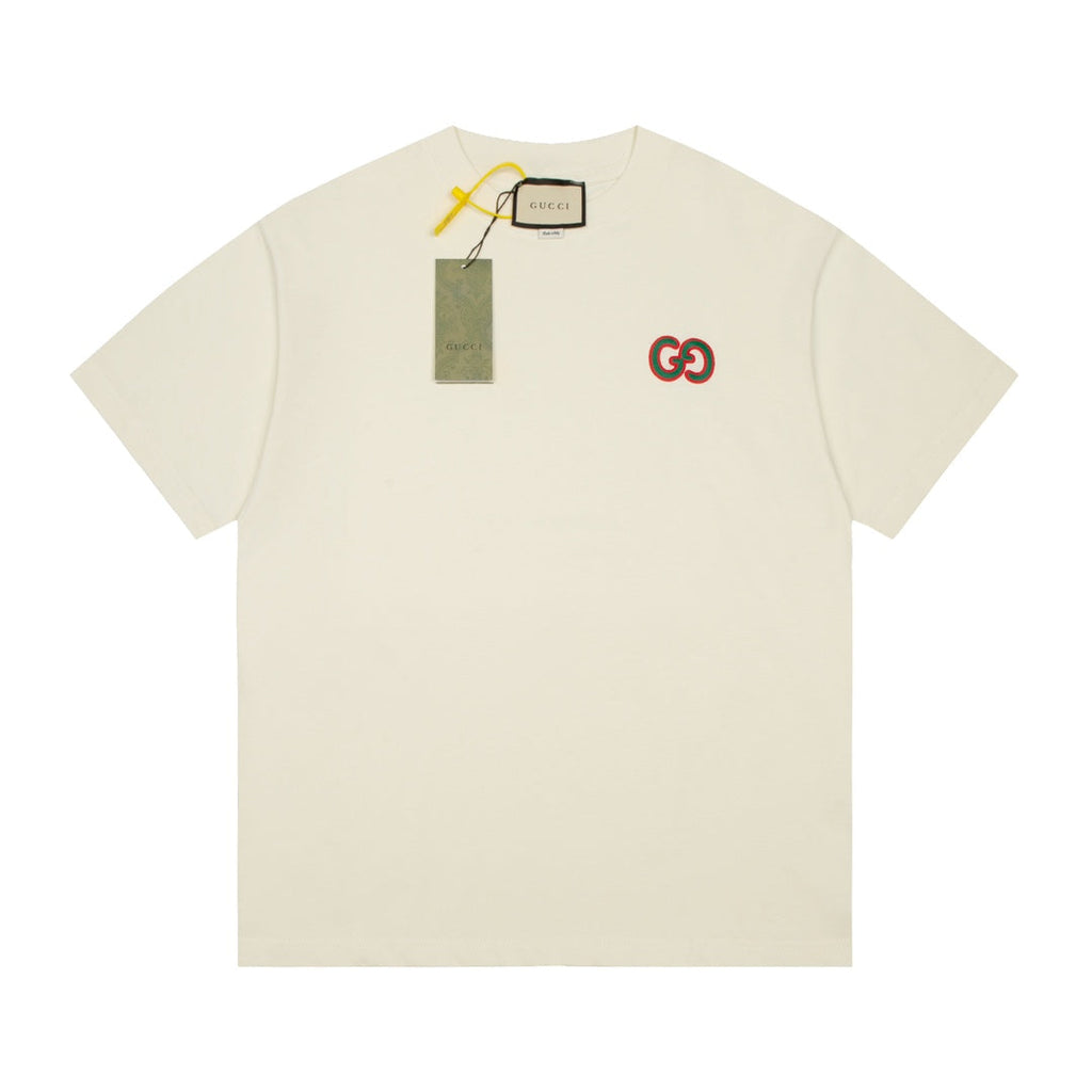 Exclusive Gucci GG Embroidered Logo T-Shirt — White — Size XS — Top View