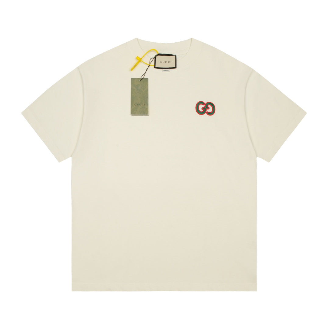 Exclusive Gucci GG Embroidered Logo T-Shirt — White — Size XS — Top View