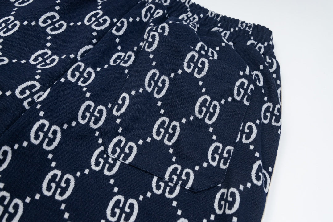 Exclusive Gucci GG Monogram Jogger Pants – Navy Blue with Web Stripe — XS — Alternate View 8
