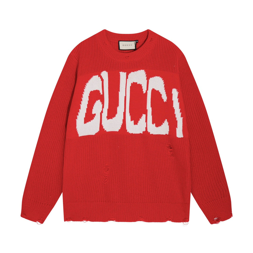 Exclusive Gucci Logo Print Sweater — Beige — Size S — Top View