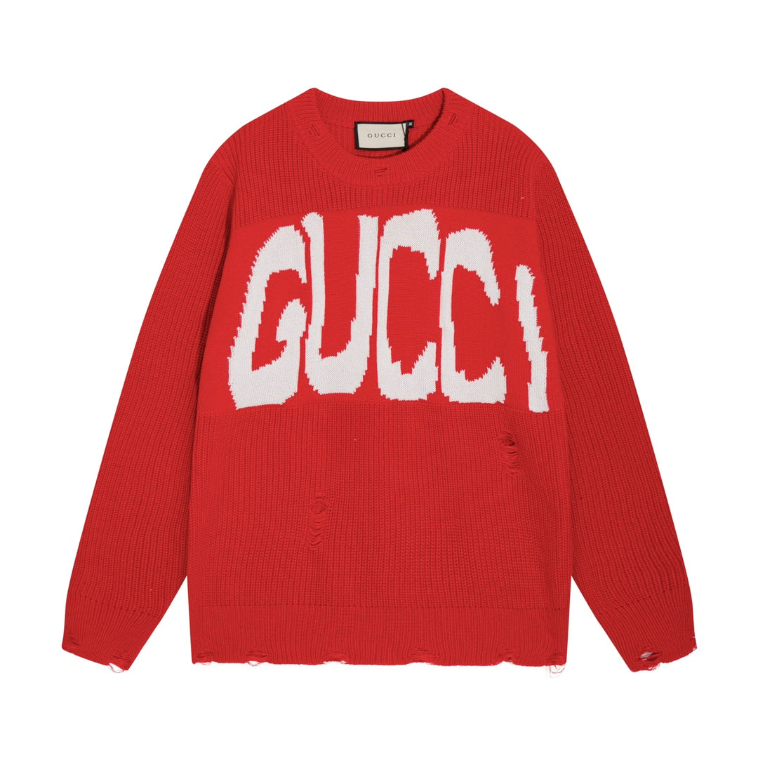 Exclusive Gucci Logo Print Sweater — Beige — Size S — Top View