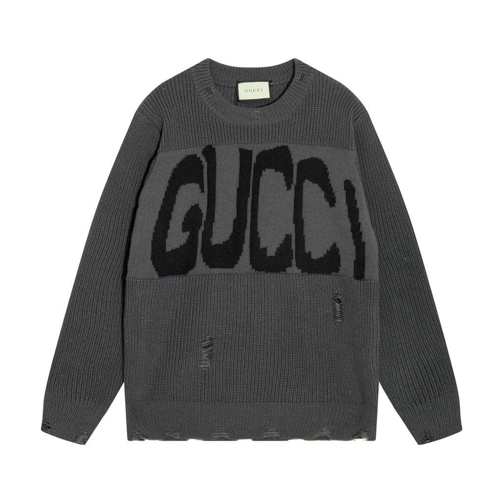Exclusive Gucci Logo Print Sweater — Beige — Size S — Side View