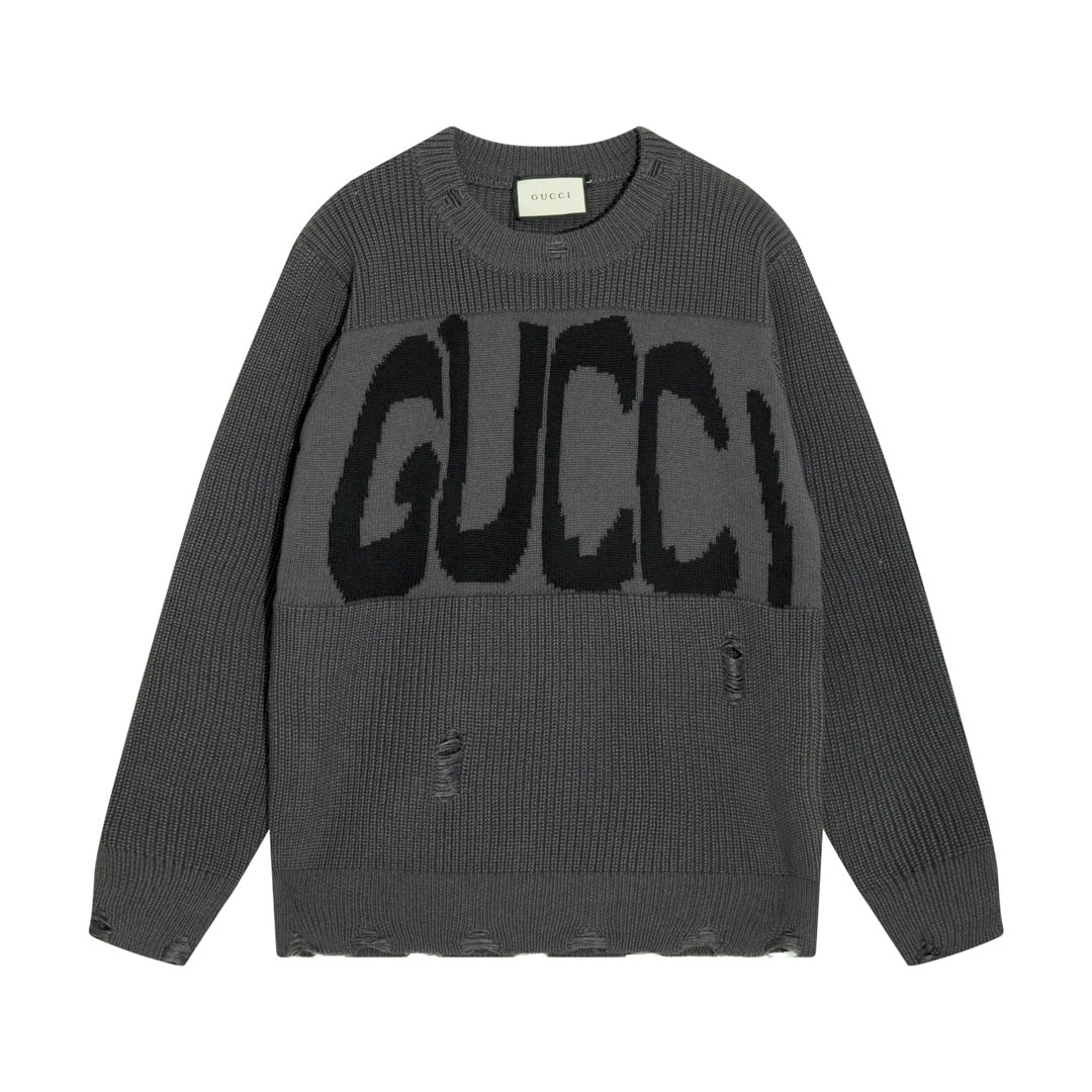 Exclusive Gucci Logo Print Sweater — Beige — Size S — Side View