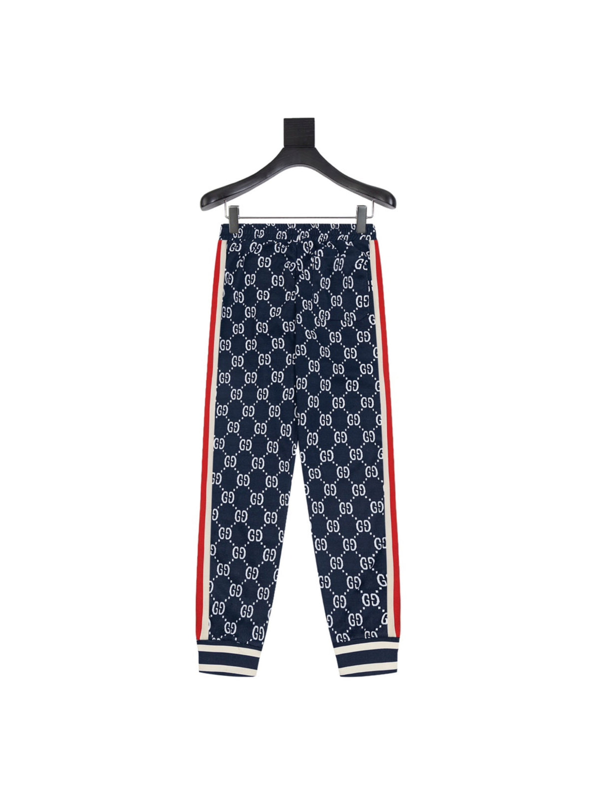 Exclusive Gucci GG Monogram Jogger Pants – Navy Blue with Web Stripe — XS — Back View