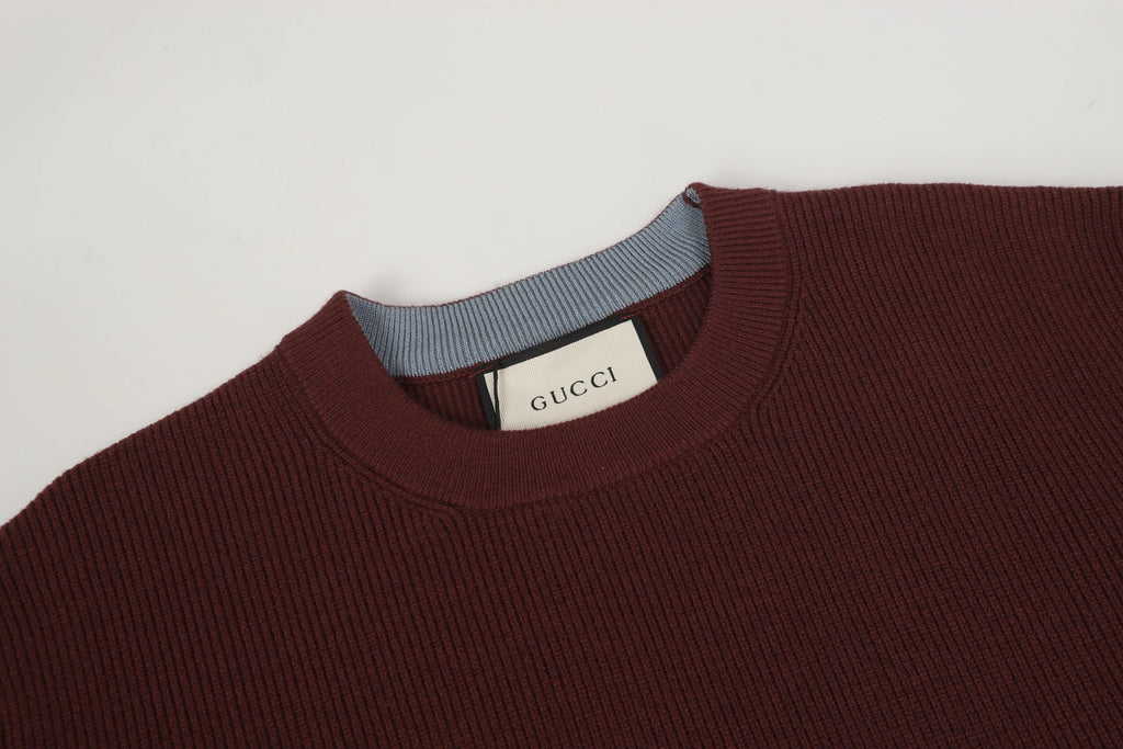Exclusive Gucci Signature Crewneck Sweater in Bordeaux — S — Top View