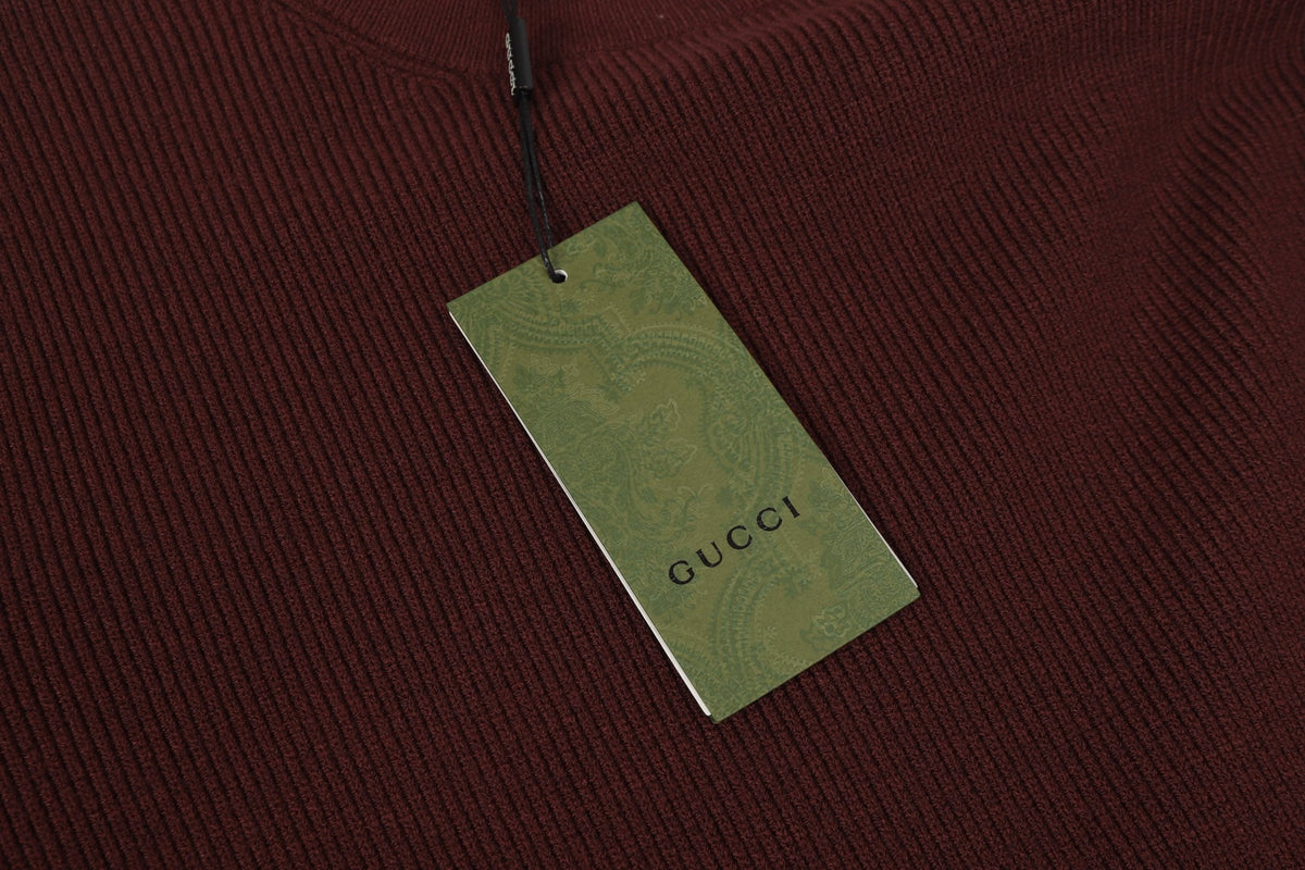Exclusive Gucci Signature Crewneck Sweater in Bordeaux — S — Detail View