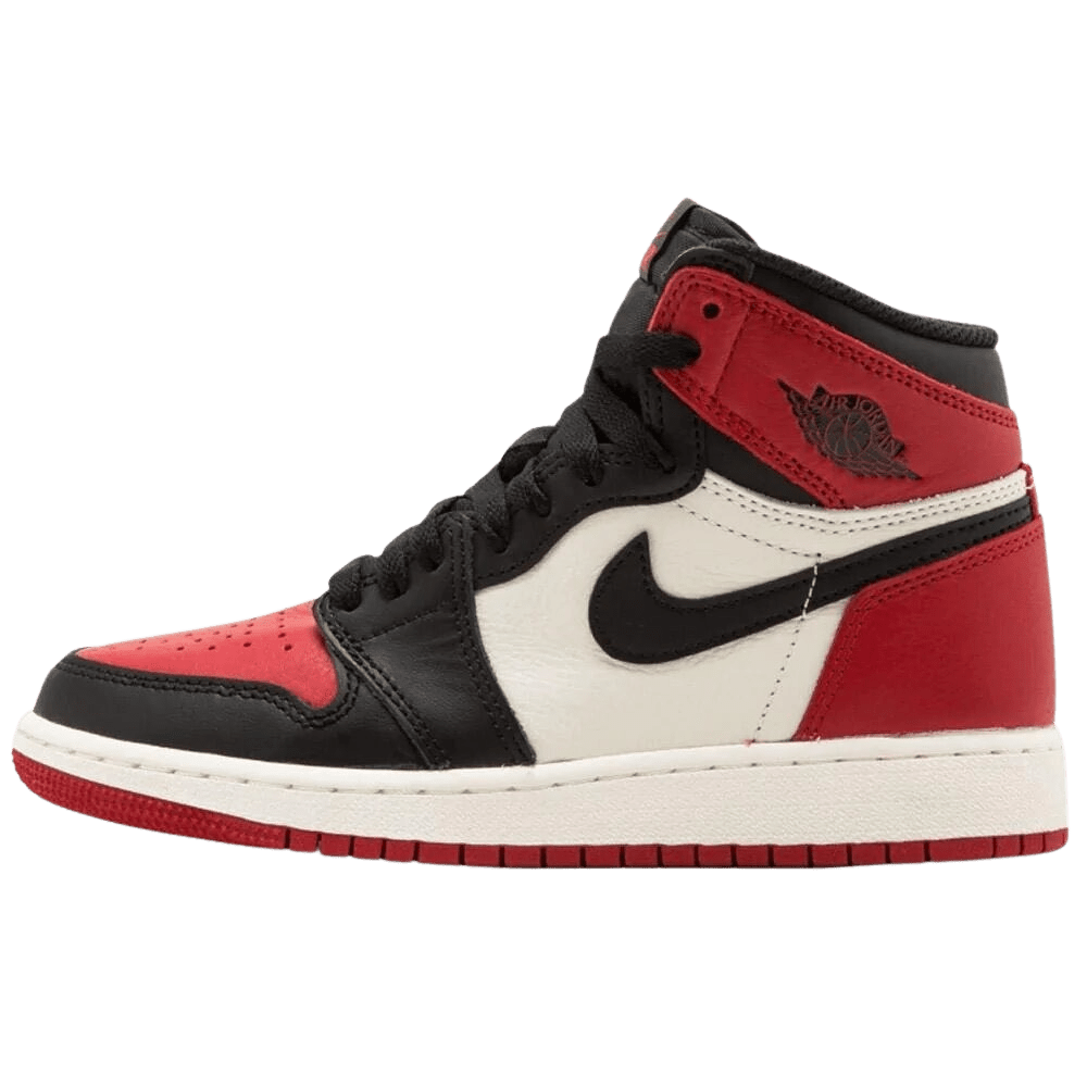 Exclusive Air Jordan 1 Retro High OG GS "Bred Toe" — UK 13.5 | EU 32 | US 1Y — Front View