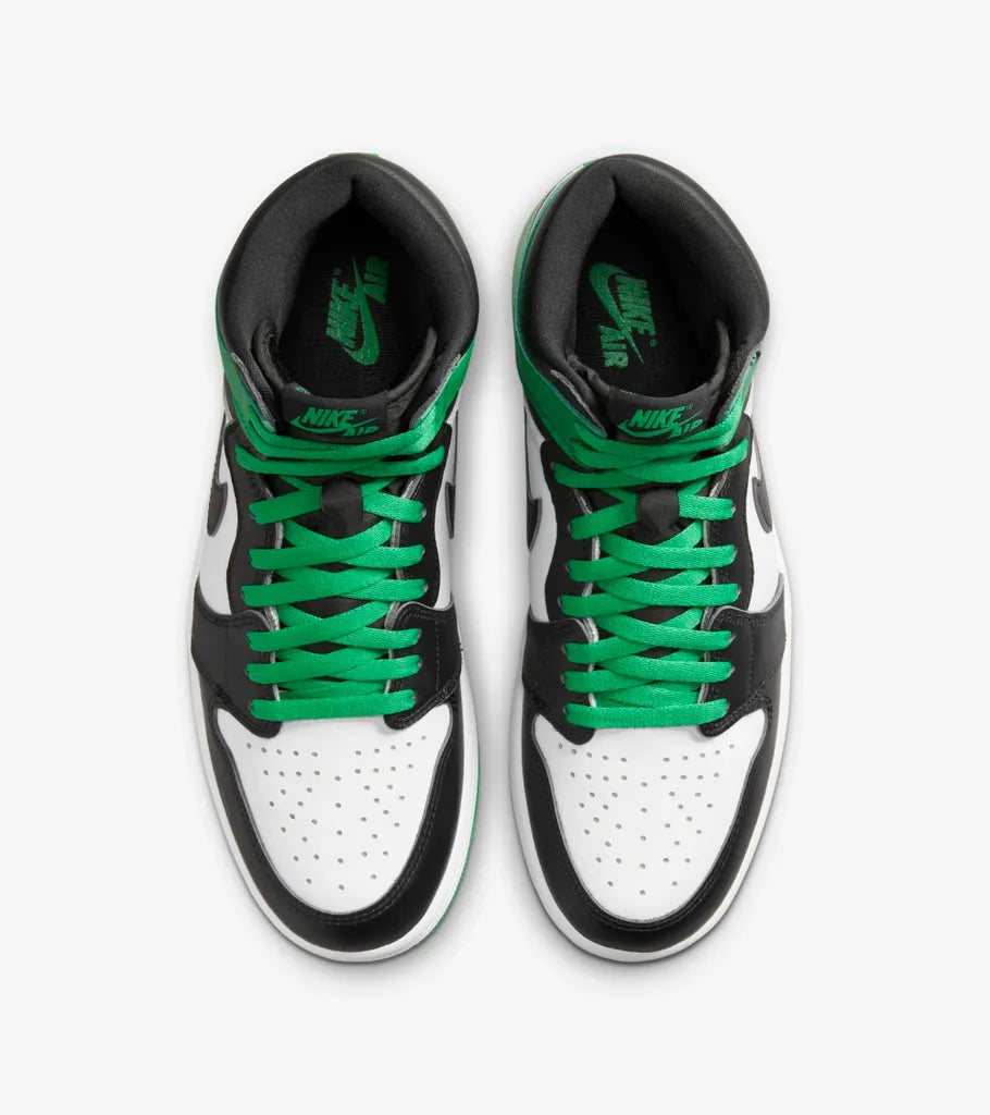 Exclusive Air Jordan 1 Retro High OG First in Flight Women's Shoes — Green/Black/White — Size US W5 - UK3 - EUR 35.5 — Top View
