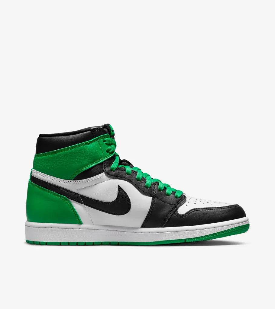 Exclusive Air Jordan 1 Retro High OG First in Flight Women's Shoes — Green/Black/White — Size US W5 - UK3 - EUR 35.5 — Front View