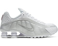 Exclusive Shox R4 White and Metallic Silver — White and Metallic Silver — Size US M 5.5 - UK 5 - EUR 38 — Front View