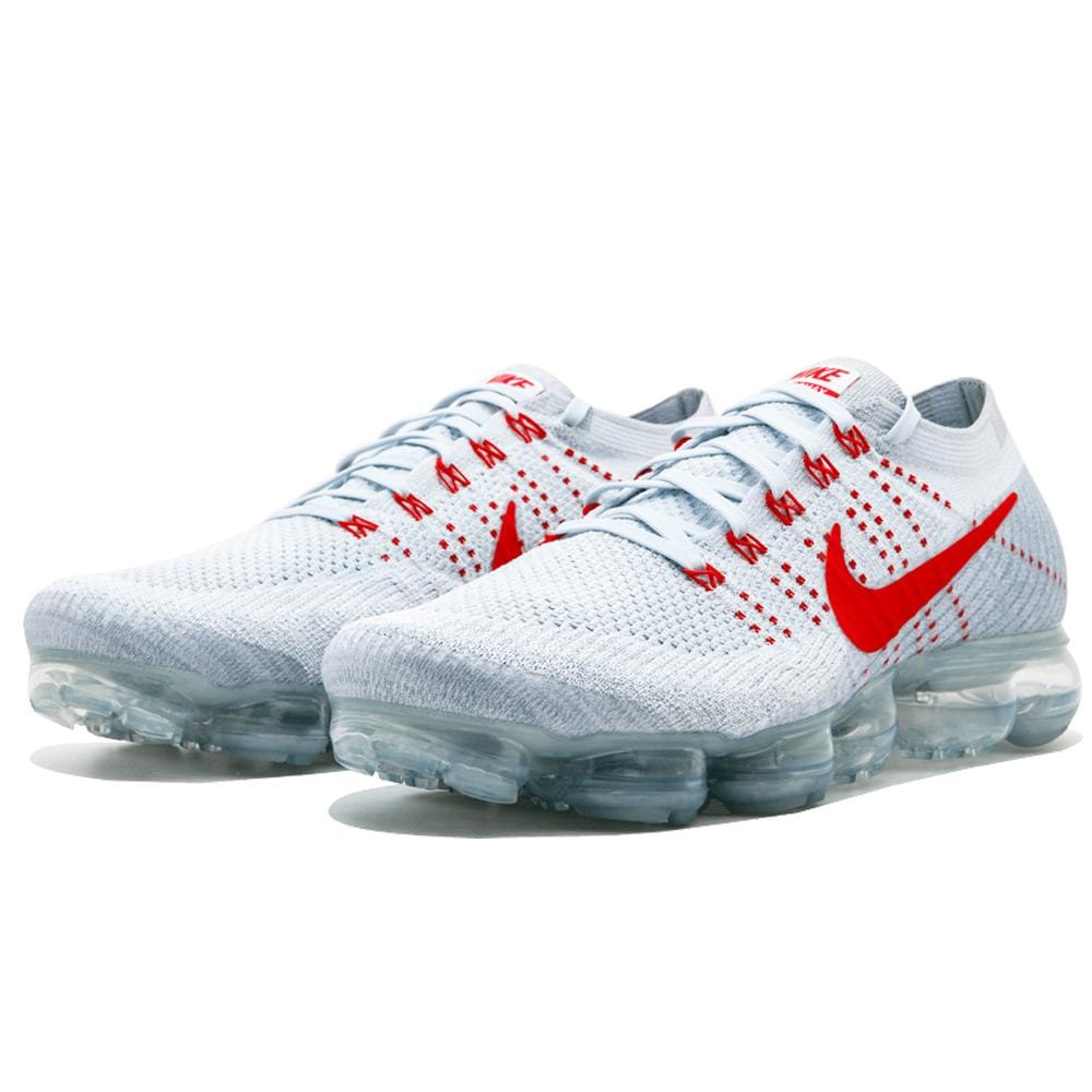 Exclusive Nike Air Vapormax Flyknit Pure Platinum-University Red — UK 3 | EU 35.5 | US 3.5 — Side View