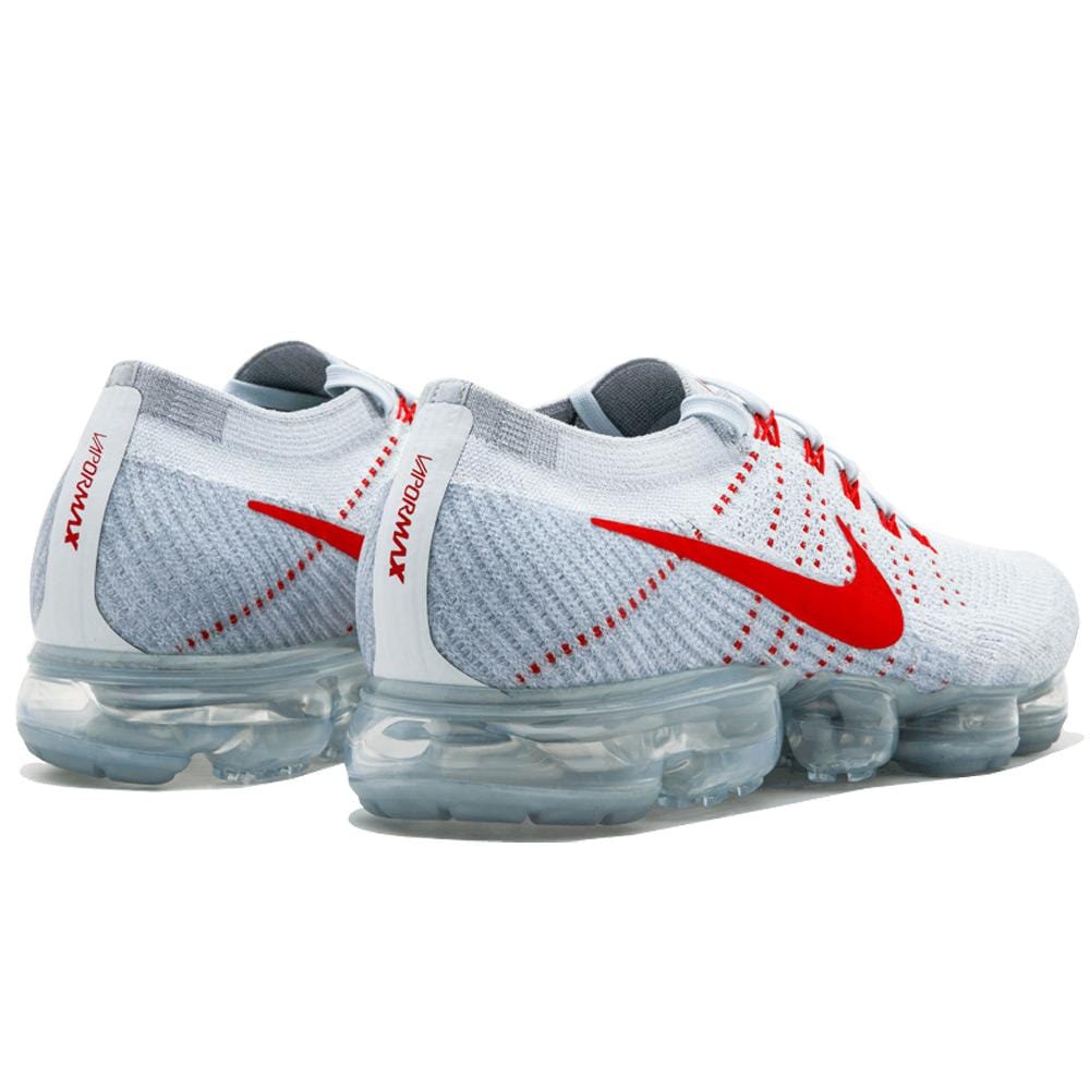 Exclusive Nike Air Vapormax Flyknit Pure Platinum-University Red — UK 3 | EU 35.5 | US 3.5 — Top View