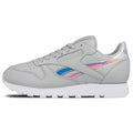 Exclusive Reebok Classic Leather Iridescent Skull Grey-White — UK 2.5 | EU 34 | US 3.5 — Front View