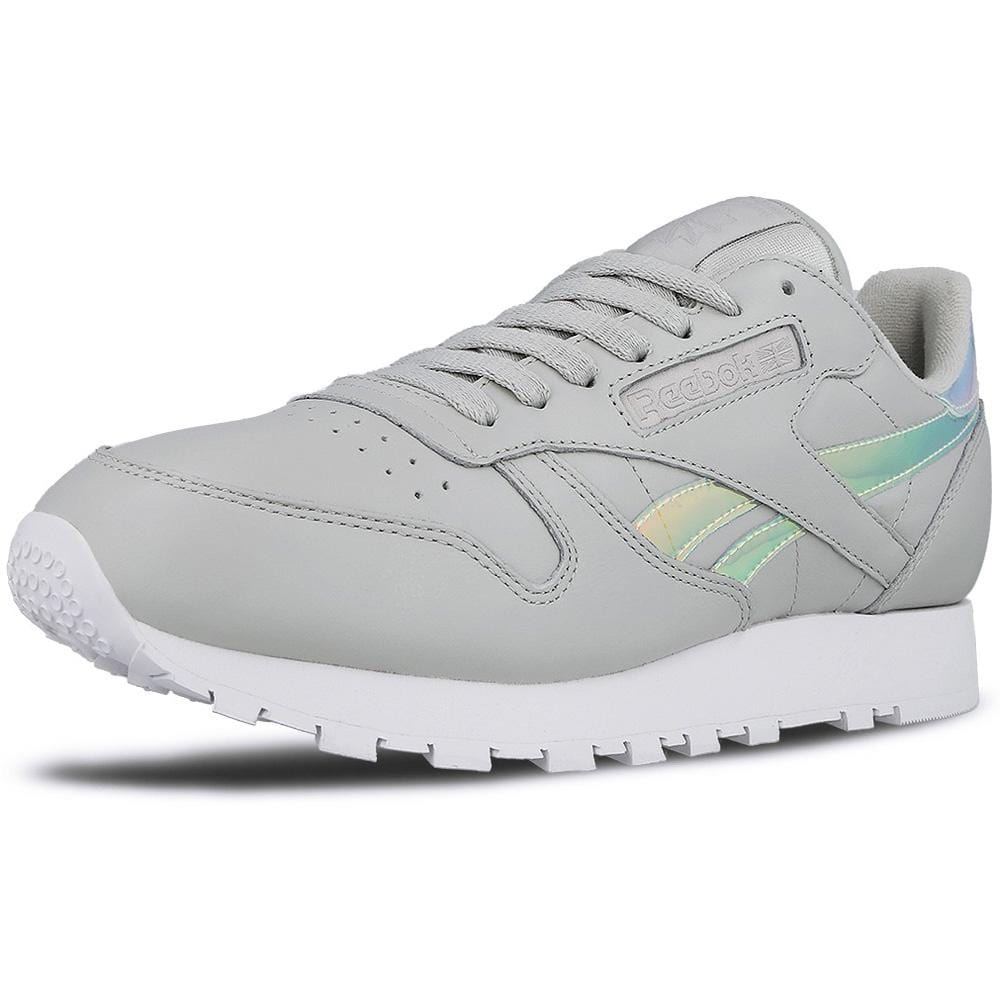 Exclusive Reebok Classic Leather Iridescent Skull Grey-White — UK 2.5 | EU 34 | US 3.5 — Back View